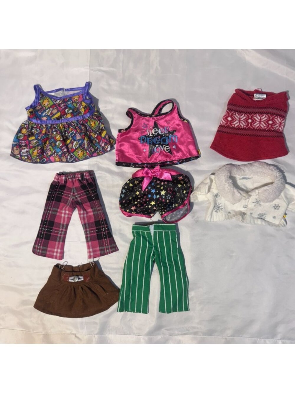 Build A Bear Clothing Lot Dress Pajamas Sweater Pants Skirt BAB Outfit Set